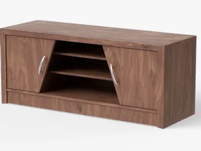 TV stand by Yuko in walnut finish Low-poly 3D model