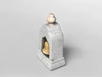 Decorative Brass Bell with Stone Arch Frame 3D Model 3D model