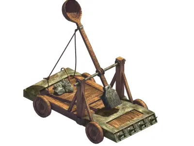 Game Siege Weapons - Catapult 03 3D model