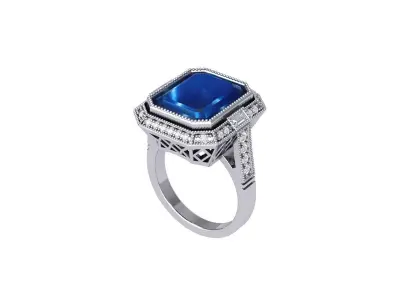 Emerald Art Deco Ring 3D print model