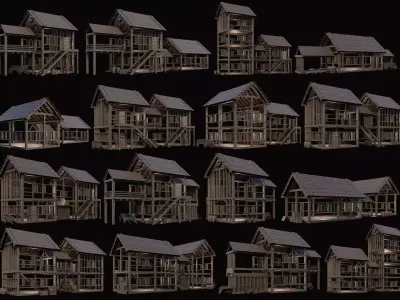 Medieval Village Pack  - 10 Assets - 4K Textures Game Ready Low-poly 3D model