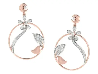 Women Drop Earrings 3dm STL OBJ FBX Renders Details 3D print model 8