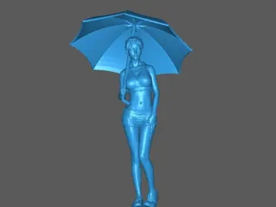 Figure Kelly umbrella girl 1-64 scale diorama miniature 3D print model