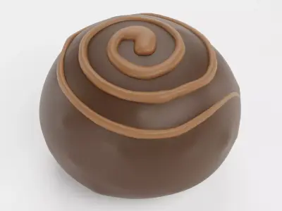 Chocolate Candy V7 - Dark Chocolate Dome with Spiral Drizzle 3D model