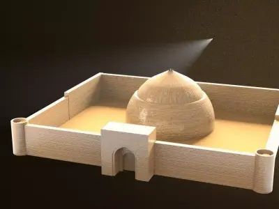 Tash-Rabat mosque with light shining 3D model