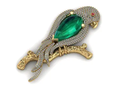 parrot perched on branch 3D print model