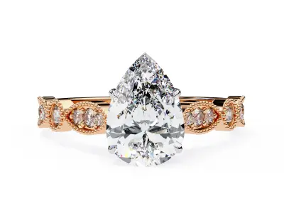 Pear Diamond Vintage Setting Solitaire Ring 3D print model