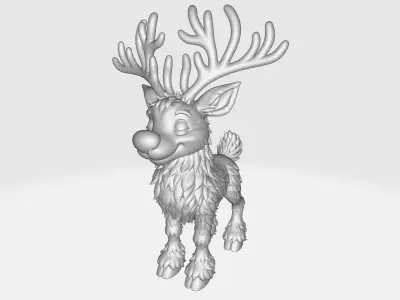 Christmas Red Nosed Reindeer Holiday Deer Figurine 3D print model
