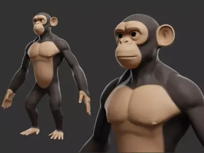 Chimpanzee  Stylize II Cartoon Low-poly 3D model