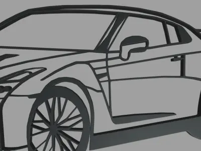 Nissan GTR Perspective Wall Silhouette 3D print model