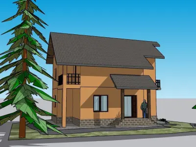Low Poly Attic House Low-poly 3D model