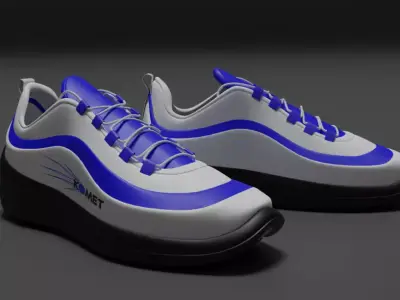 White and blue sneakers 3D model
