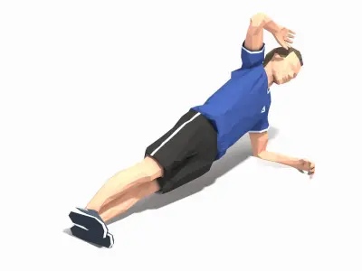 Side plank knee bend Exercise Man Animation Low-poly 3D model