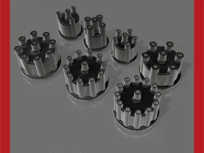 Scale auto distributor caps 3 to 12 cylinders  3D print model