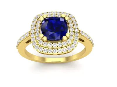 AV 502 Round White Diamond Ladies Bridal Halo Engagement Ring  3D print model
