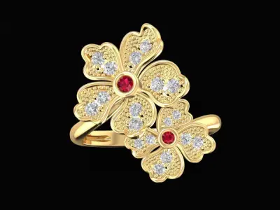 Luxury Floral Cluster Diamond Women Ring 3264 1685 3D print model