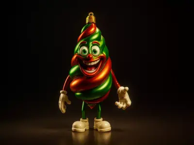 Festive Spiral Ornament Character Whimsical Christmas Holiday 3D print model