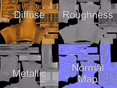 Antique Brass Screwdriver model pack Low-poly 3D model