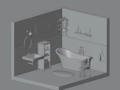 Bathroom bronze faucet Low-poly 3D model