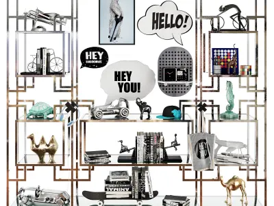 Kids bookshelf set 01 3D model