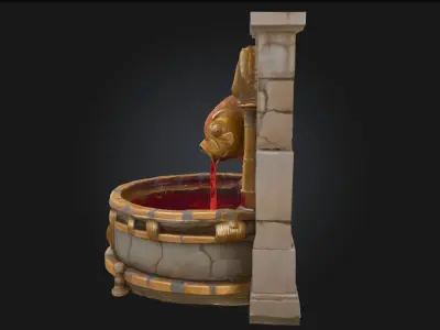 Enchanted Stone Fountain  Whispering Waters of Magic 3D model