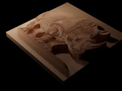 Rhino CNC 3d Print High Relief Sand Casting 3D print model