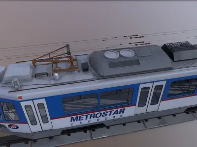 Train metro on tracks Low-poly 3D model