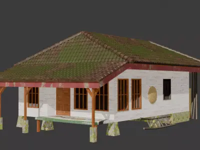 Indonesia Sundanesse Village House  Low-poly 3D model