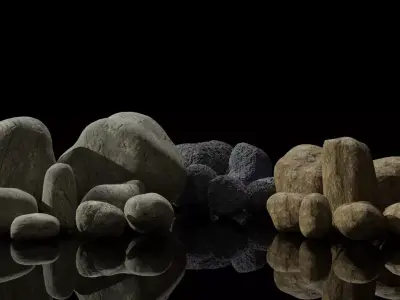 Stones Collection - 20 stones with 3 materials Free low-poly 3D model