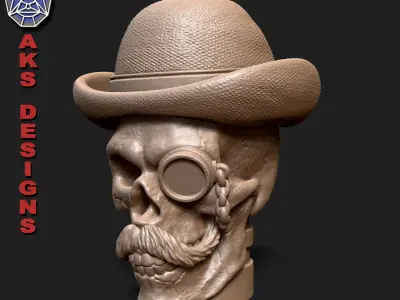 Gentlemen skull version 1 Penholder cum flowerpot 3D print model