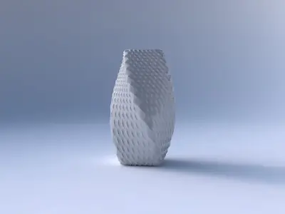 Vase twisted quadratic with grid piramides 3D print model