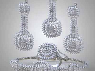 Ring Bracelet Earring and Pendant Set 3D printable model 0007 3D Model Pack