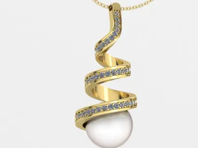 twisted pendant with pearal 3D print model