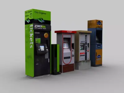 Ticket Machin Pack Low-poly 3D model