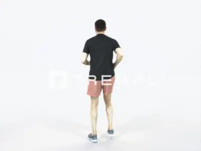Portrait 07F Running Jogging Football Sports Man Low-poly 3D model