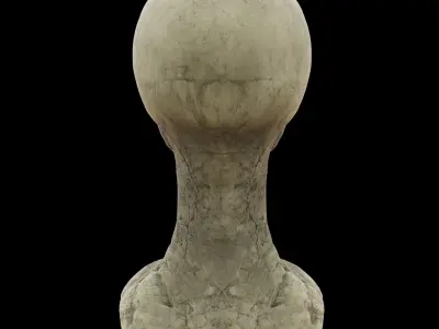 Woman stone bust Low-poly 3D model