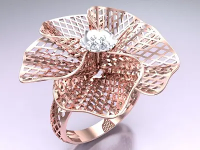  Mesh flower ring - Italian rings - Womens Rings - N6404 3D print model