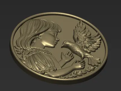 Little Girl and A Pigeon A6 3D print model