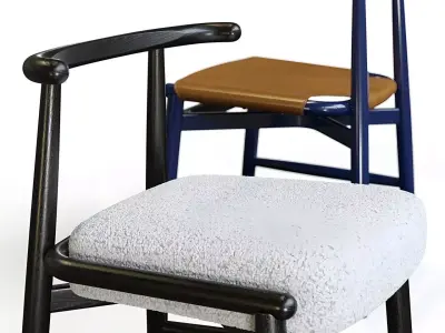 Luxury Wooden Dining Set with Upholstered Chairs Low-poly 3D model