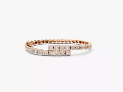 N BG03 Baguette diamond Bangle Bracelet oval shape 3D print model