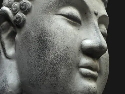 Buddha head concrete statue Low-poly 3D model
