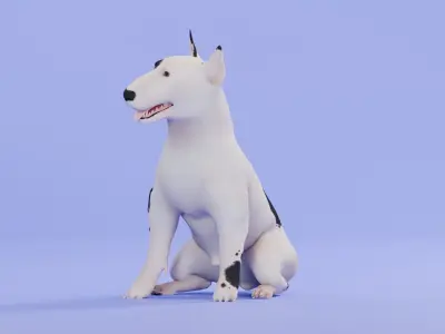 Low poly - Stylized dog - Bull Terrier Low-poly 3D model