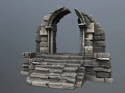 ruin gate Low-poly 3D model