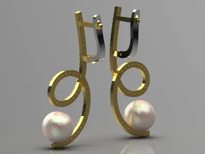 luxury pearl earring pe0019 3D print model