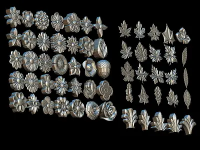 FLOWERS AND LEAVES SUPERPACK 3D print model