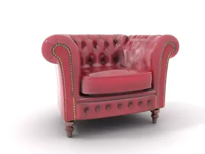 Elegant Burgundy Sofa model pack Low-poly 3D model