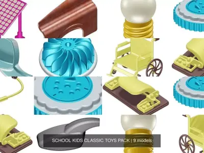 SCHOOL KIDS CLASSIC TOYS PACK 3D Model Collection