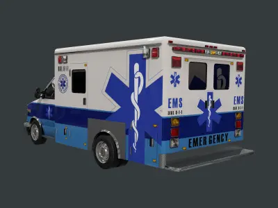 Vehicle Ambulance Rescue Truck Game Ready 02 Low-poly 3D model
