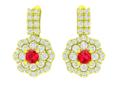 5868 luxury korean style flower diamond women earrings 3D print model