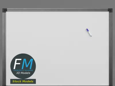 Magnetic whiteboard with markers 3D model